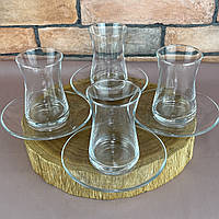 Армуд - Набір склянок з блюдцем для чаю, 4 шт, 170 мл Pasabahce Heybeli