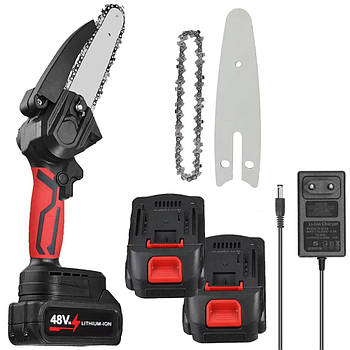 Пила в кейсі 48V з 2 акумуляторами / Міні пила ланцюгова / Садова акумуляторна пила