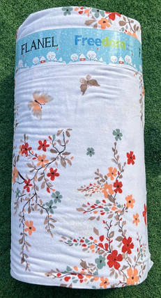 Натуральна постільна тканина 240 см, набивна Фланель (байка) 100% бавовняна з квітковим малюнком, рулон 25 м, фото 1