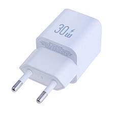 Зарядний пристрій білий US-CC189 PD30W+QC3.0 A+C Dual-port Fast Charger (white, EU) USAMS, фото 3