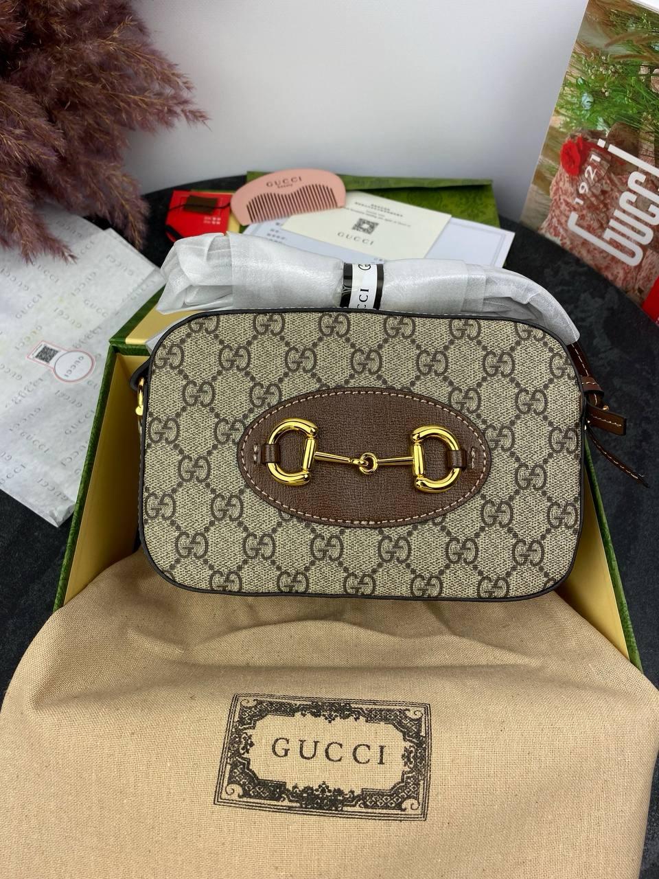 Gucci Horsebit 1955 Small Brown (з гребінцем), фото 1