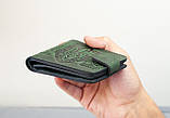 Чоловічий шкіряний гаманець з Тризубом | Гаманець з Гербом України зелений, фото 7