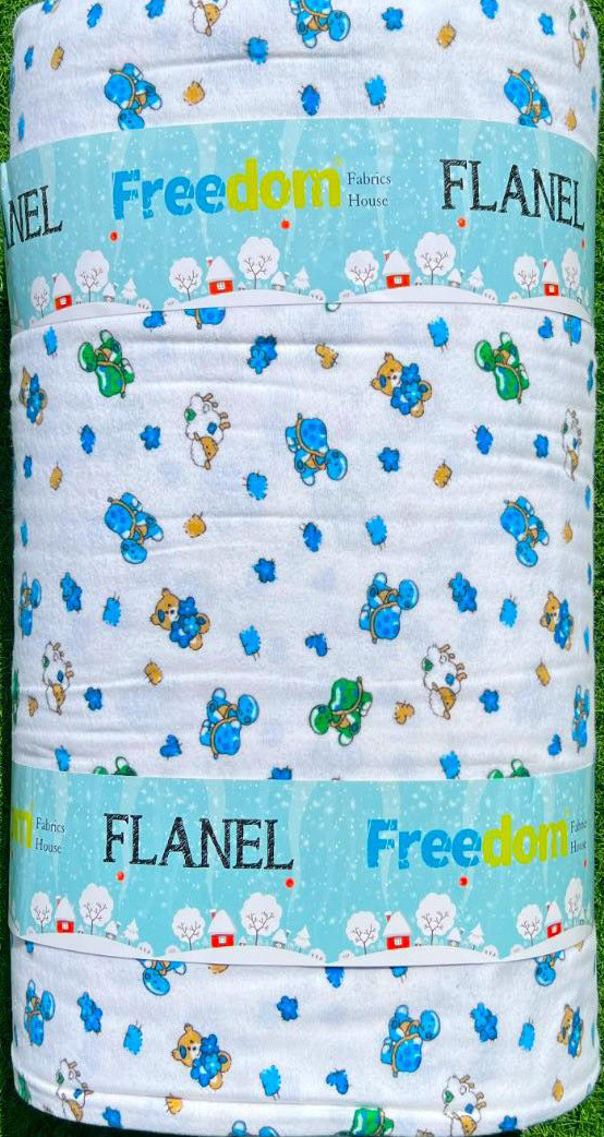 Білоземельна тканина фланель принт звірята (байка) дитяча 240 см бавовняна 100% для пелюшок, постільної білизни в рулоні 25 м