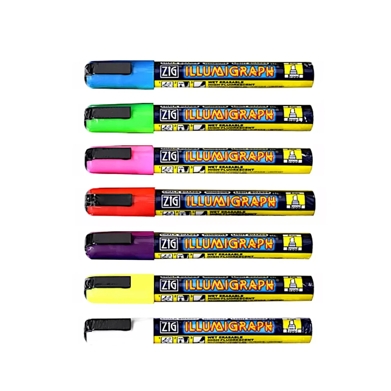 Маркер крейдяний 1шт ZIG ILLUMIGRAPH кольоровий, мікс, товщина лінії 2-6 мм, Маркер для чорних цінників 1 ШТ (1017)