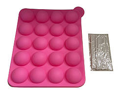 Форма силіконова для випікання Кейк попси з 20 шт. з паличками