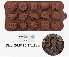 Форма силіконова для цукерок Асорті з парасолькою з 15 шт.