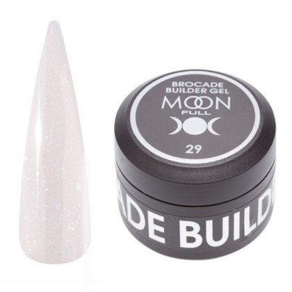 Гель моделюючий Moon Full Brocade Builder Gel з поталлю №29, 30 мл, теплий молочний