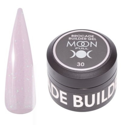 Гель моделюючий Moon Full Brocade Builder Gel з поталлю №30, 30 мл, молочно-рожевий