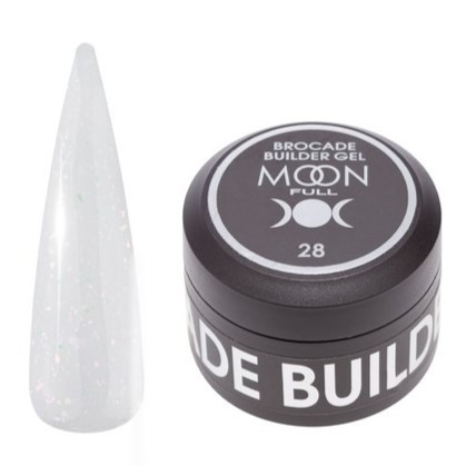 Гель моделюючий Moon Full Brocade Builder Gel з поталлю №28, 30 мл, холодний молочний