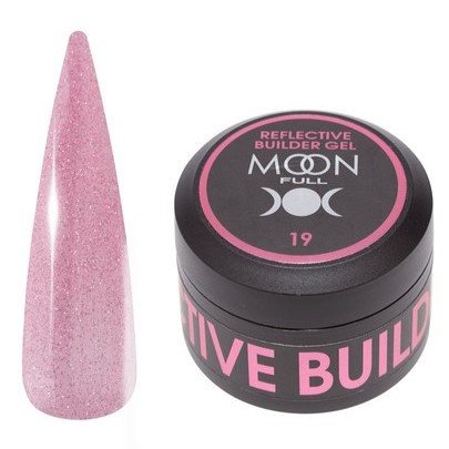Гель моделюючий світловідбиваючий Moon Full Reflective Builder Gel №19, 30 мл, рожевий
