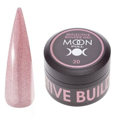 Гель моделюючий світловідбиваючий Moon Full Reflective Builder Gel №20, 30 мл, персиково-рожевий