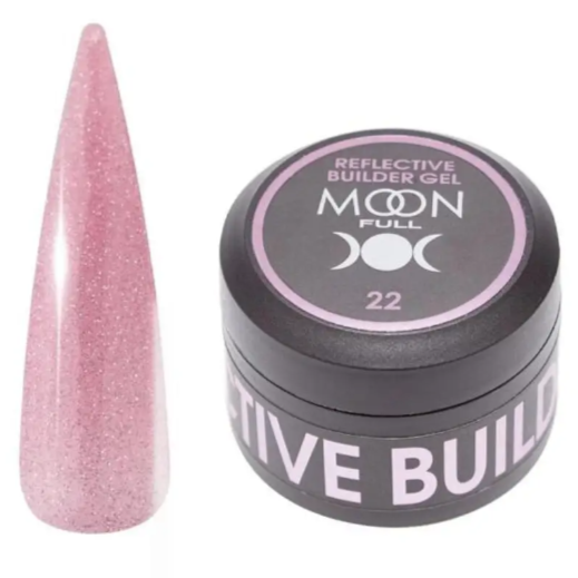 Гель моделюючий світловідбиваючий Moon Full Reflective Builder Gel №22, 30 мл, рожево-червоний