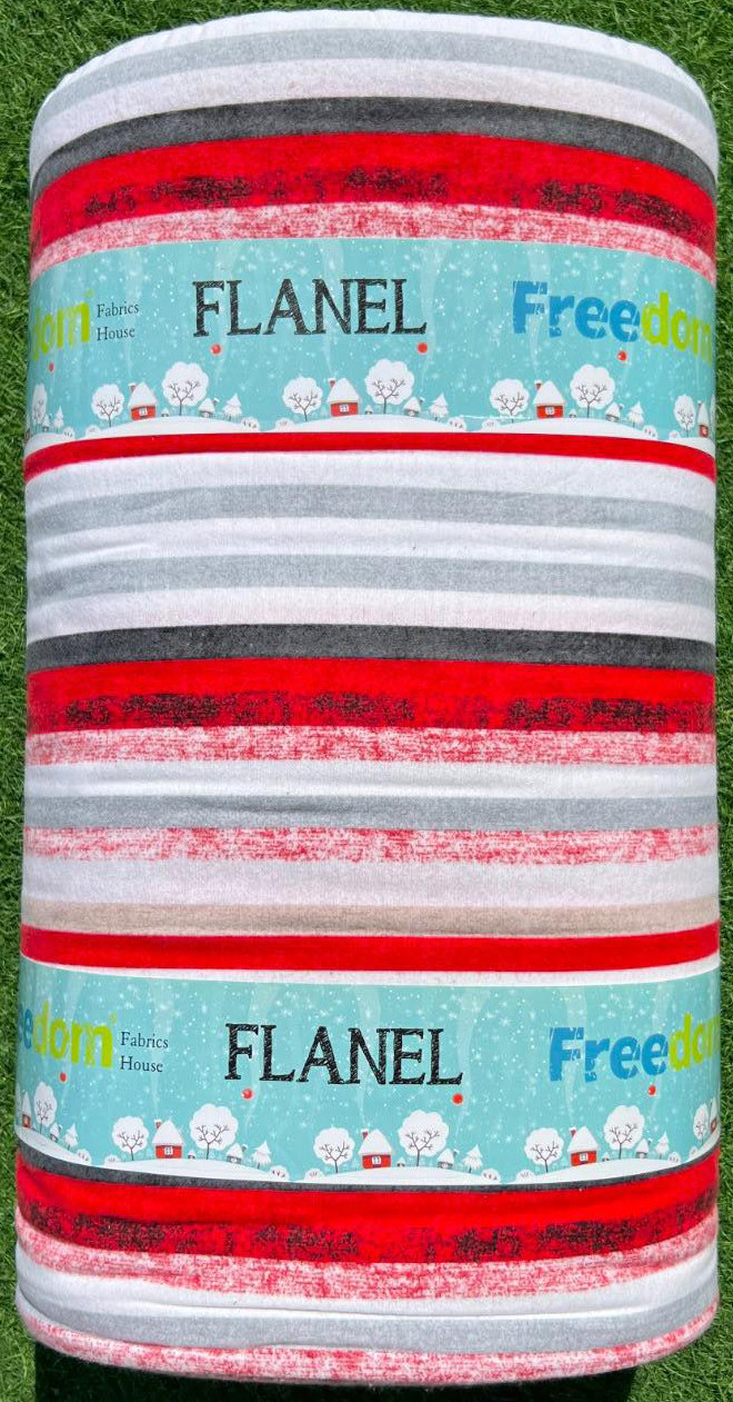 Натуральна бавовняна тканина 240 см для постільної білизни Фланель (байка) у яскраву кольорову смужку, рулон 25 м