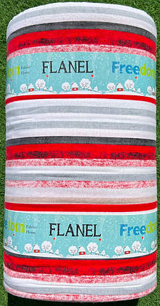 Натуральна бавовняна тканина 240 см для постільної білизни Фланель (байка) у яскраву кольорову смужку, рулон 25 м, фото 1