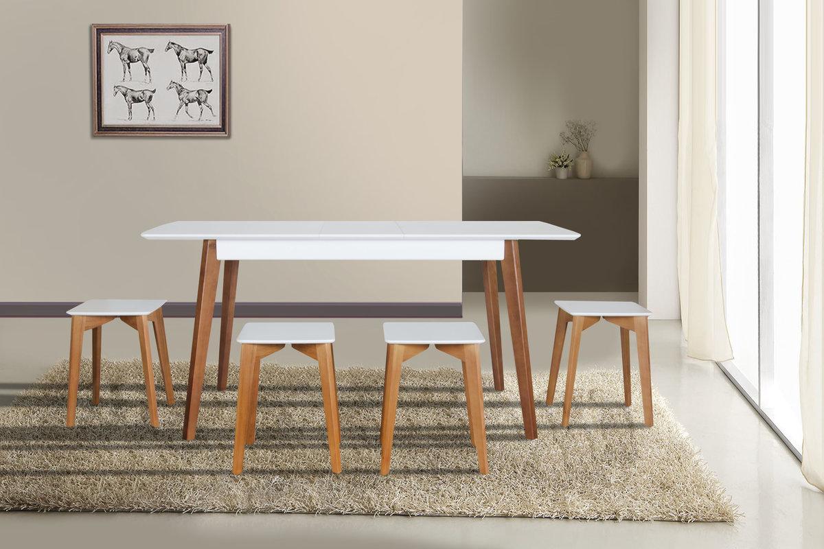 Стіл Сінгл (130+30)/80 ніжки горіх/столешня біла--, фото 1