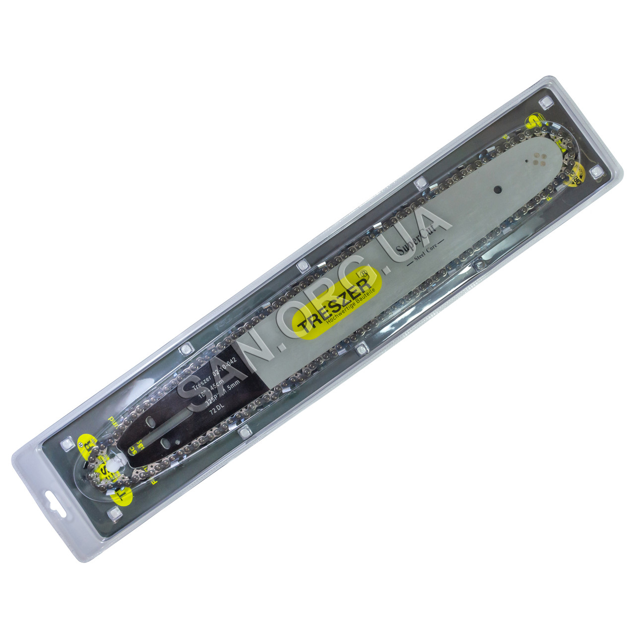 Шина та Ланцюг для Бензопили 45 см 72 ланки крок 325 1.5 мм TRESZER, фото 1