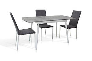 Стіл Соло 110(+35)*70 білий метал/мрамор світл