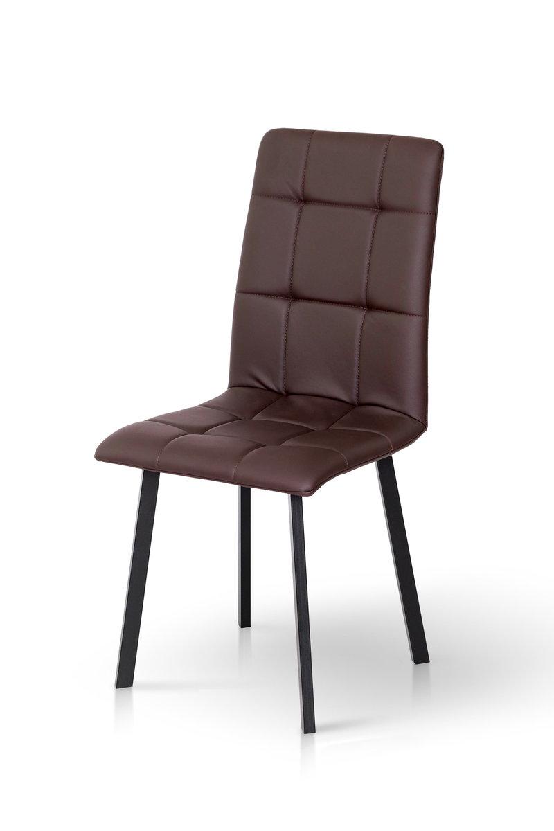 Стілець Трініті, метал чорний/ шкірзам коричневий, фото 1