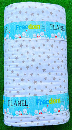 Постільна тканина із зірками 100% бавовна Фланель (байка) 240 см білоземельна набивна, у рулоні 25 м, фото 1