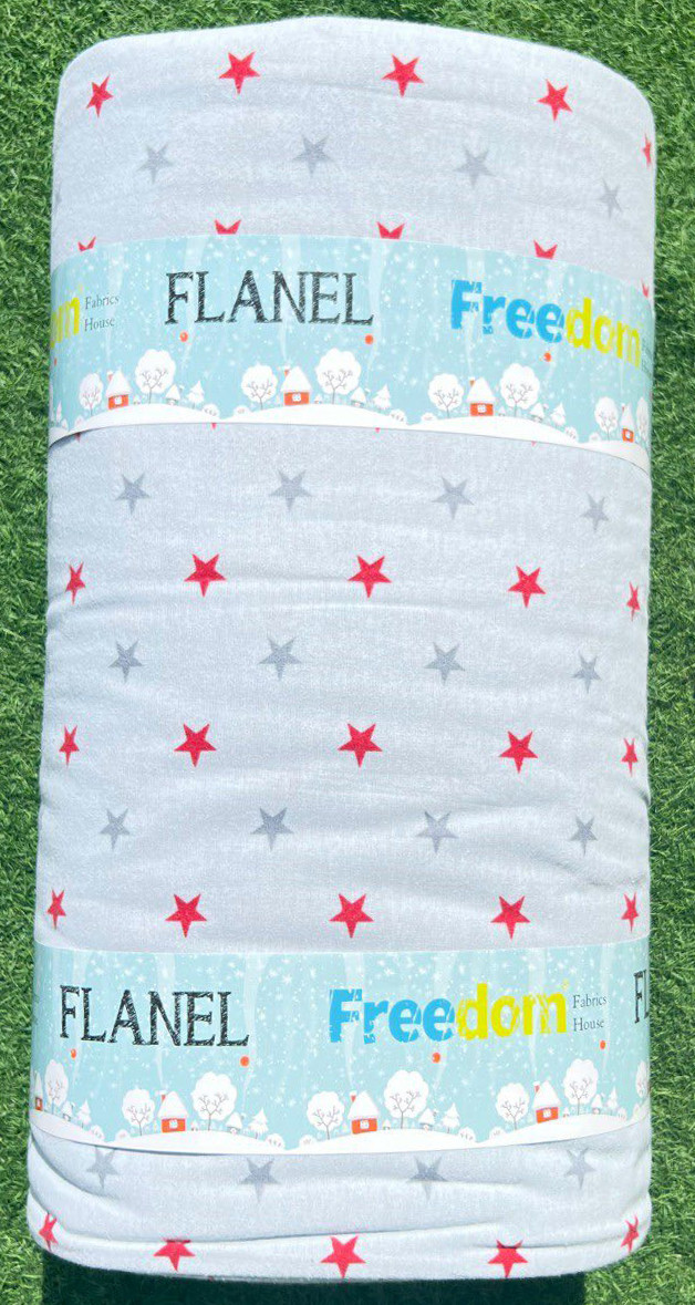 Тканина із зірками 100% бавовна постільна Фланель (байка) 240 см білоземельна принтована натуральна, у рулоні 25 м