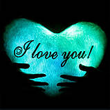 Подушка нічник I love You у формі серця — світильник подушка сердечко, подушка у формі серця, фото 2