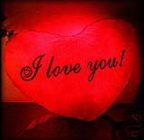 Подушка нічник I love You у формі серця — світильник подушка сердечко, подушка у формі серця, фото 4