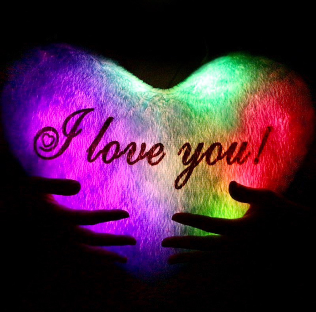 Подушка нічник I love You у формі серця — світна подушка сердечко, подушка у формі серця