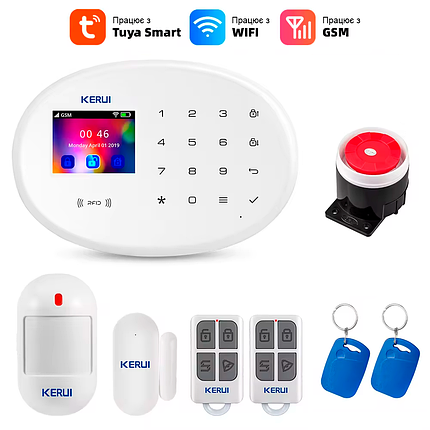 Охоронна сигналізація KERUI W202. Wi-Fi, GSM, Tuya, RDIF ключ, фото 1