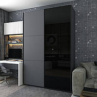Шафа-купе двохдверна Doros G-Caiser Графіт/1 Чорне скло 180х60х240 см
