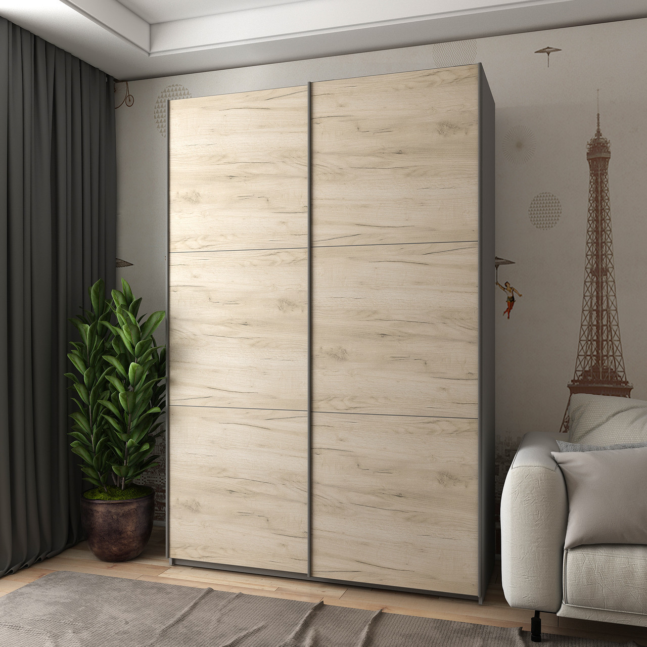 Шафа-купе двохдверна Doros G-Caiser 160х60х240 см Графіт/Дуб крафт сірий (DRS-011027), фото 1