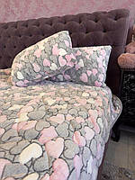Флісове стьобане покривало 160*210см з двома подушками 40/60 у серце