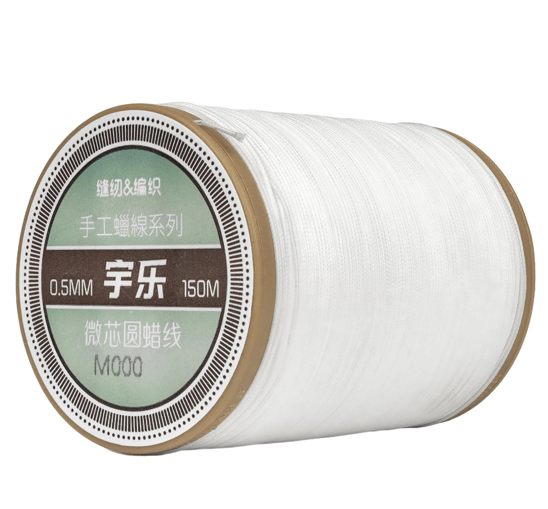 Galaces 0.50мм біла (S000) нитка кругла плетена з 8 ниток увіщена по шкірі, фото 1