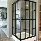 Душова кабіна Aquanil INDIANA 100х100х190, двері розсувні, скло з чорним мал 6 мм, профіль золото БЕЗ ПІДДОНА, фото 3