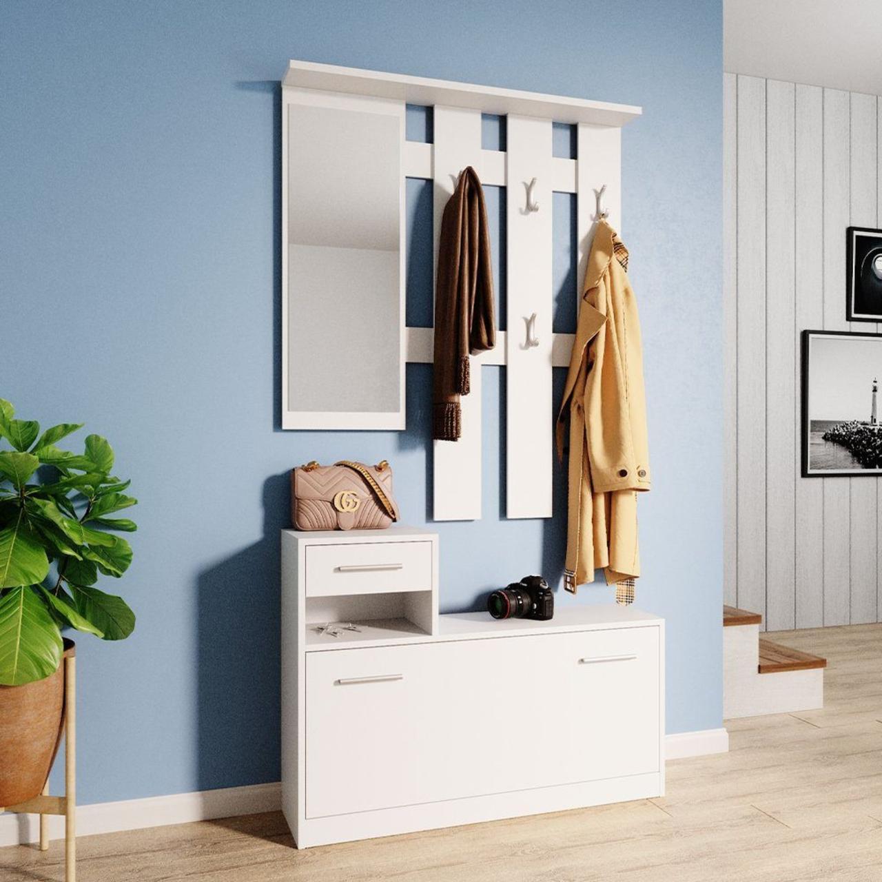 Передпокій із дзеркалом Doros Alice Білий 100х25х182,9 см, Доставка 460 грн кур'єром Міст Експрес за Вашою адресою