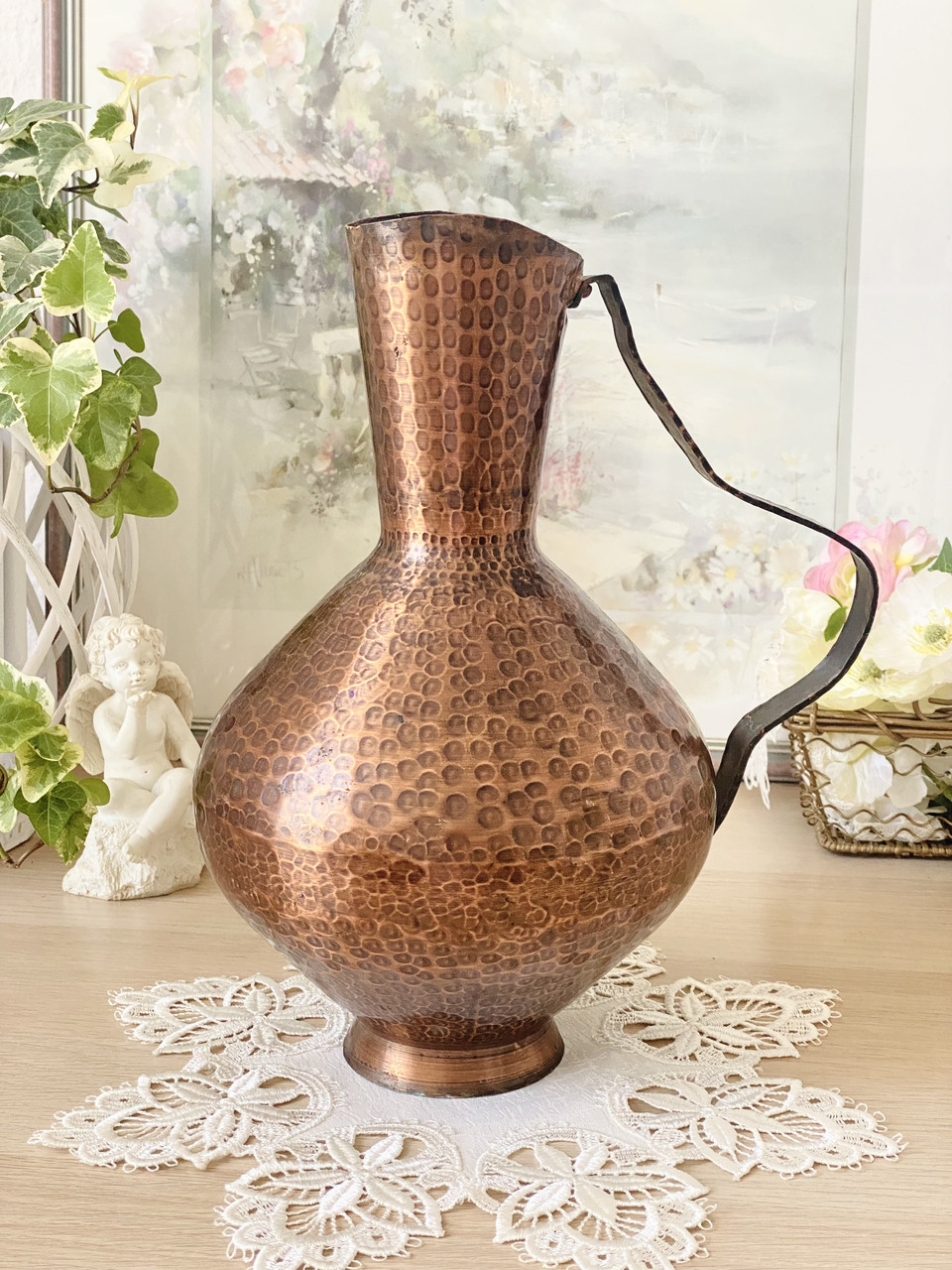 Колекційний мідний глечик у великому розмірі, стара мідь, Німеччина, вінтаж