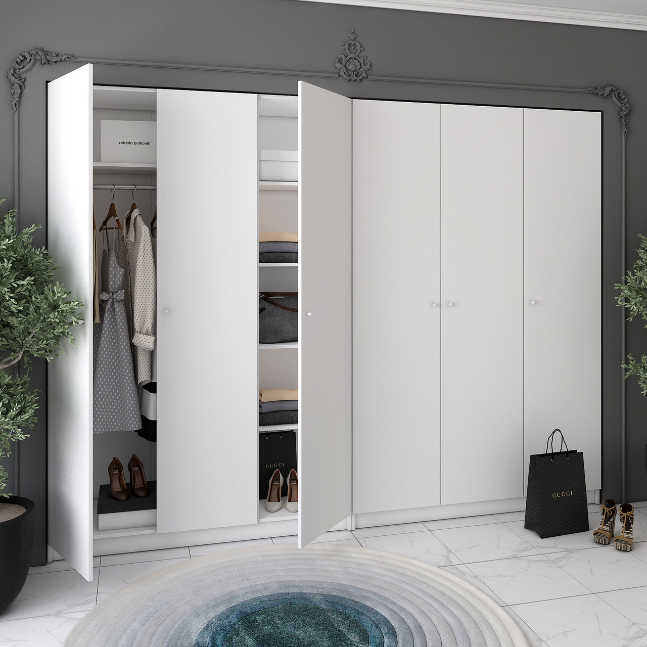 Комплект шаф для одягу Doros Промо (2 шт.) 270х48х204 см Білий (DRS-011215), фото 1