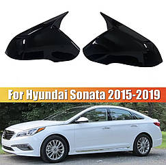 Накладки дзеркал 2шт Hyundai Sonata 2015-2019 накладки на дзеркала чорні глянець хендай соната