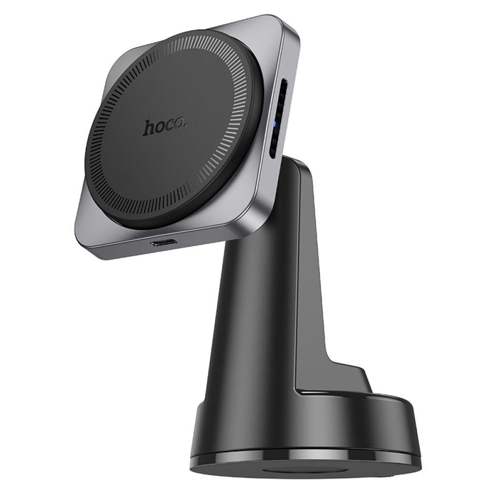 Автомобільний магнітний тримач Hoco HW16 Speed Magnetic Wireless 15W, Black-Grey