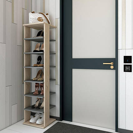 Полиця для взуття Doros Паоло 38,4х38,4х153,4 см Дуб сонома/Графіт