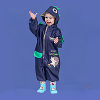 Дощовик дитячий діно зі світловідбивною вставкою YSMEISI (Темно-синій 125см)