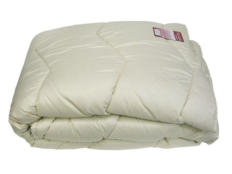 Ковдра вовняна стьобана Vladi — Світло-бежева 200*220 євро (400 г/м2) оптом, фото 1