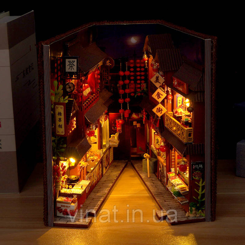 Бук Нук Китайська вулична їжа Book Nook Chinese Street Food Інтер'єрний конструктор DIY TC-27 + купол