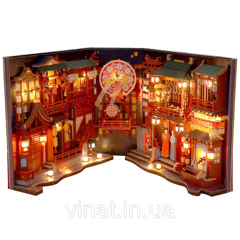 Бук Нук Вулиця Великої Династії Тан Book Nook Retro Tang Dynasty Long Street Інтер'єрний конструктор DIY TC-28 + купол