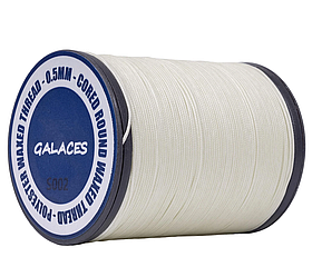 Galaces 0.50мм молочна (S002) нитка кругла плетена з 8 ниток вощена по шкірі