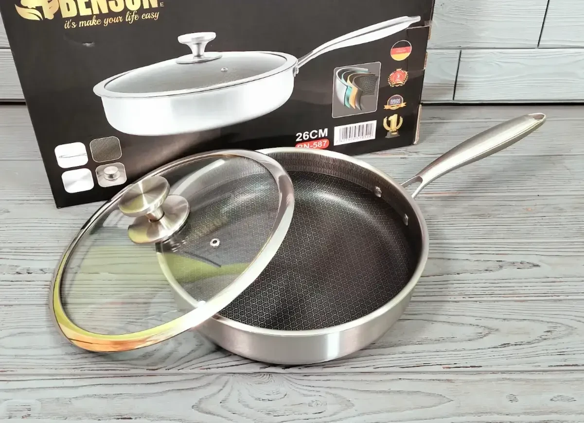 Сковорода глибока 28 см з нержавіючої сталі Benson BN-588