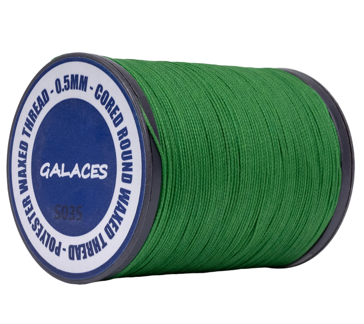 Galaces 0.50мм зелена (S035) нитка кругла плетена з 8 ниток вощена по шкірі, фото 1