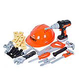 Дитячий набір будівельних інструментів із функціональним дрилем у рюкзаку 28 предметів, фото 3