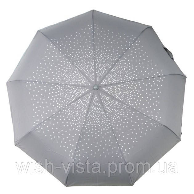 Парасолька автомат жіноча Frei Regen FAS3024 на 9 спиць Горошок Сіра, фото 1