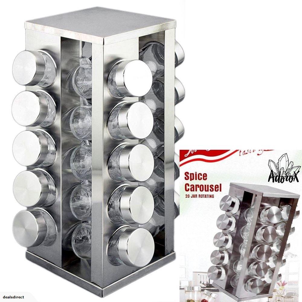 Набір баночок для спецій на підставці 20 баночок квадрат Spice carousel set HB-3 Nt