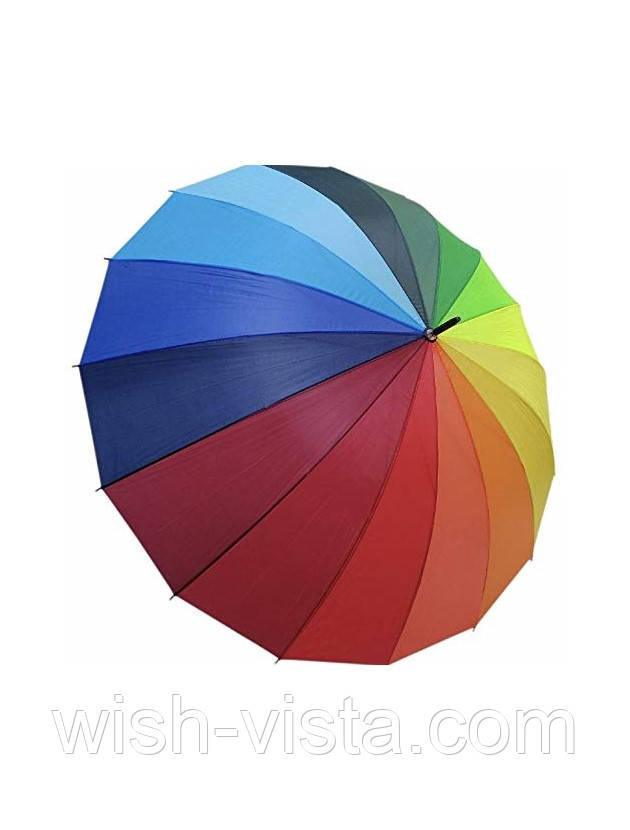 Парасолька-тростина напівавтомат TheBest 8052 Веселка на 16 спиць Різнобарвна, фото 1